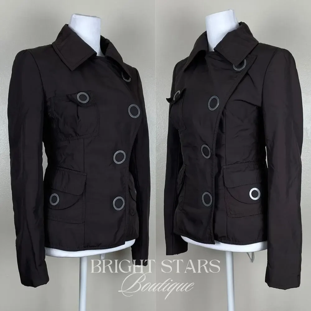Rare Brown Jacket ASO Lorelai Gilmore Girls Moto Snap Button Casual Fall